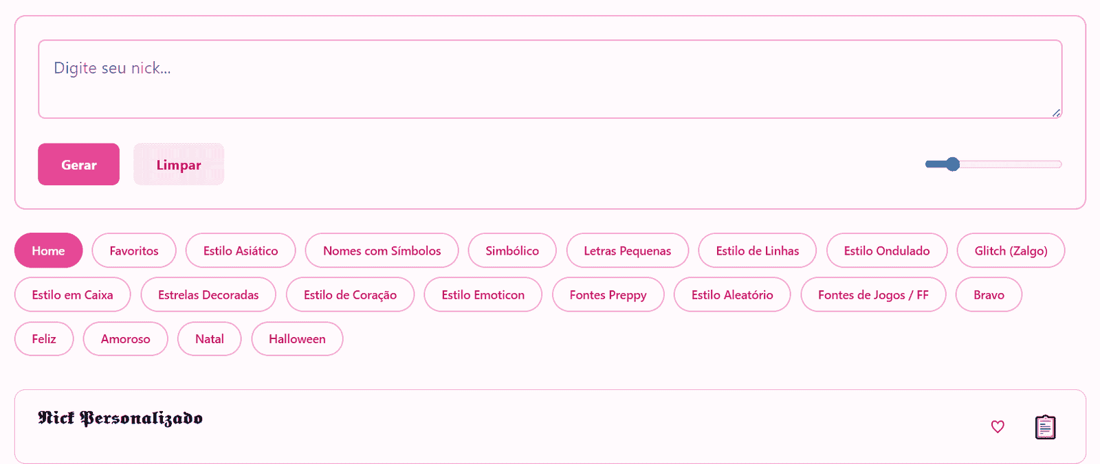 Nick Personalizado